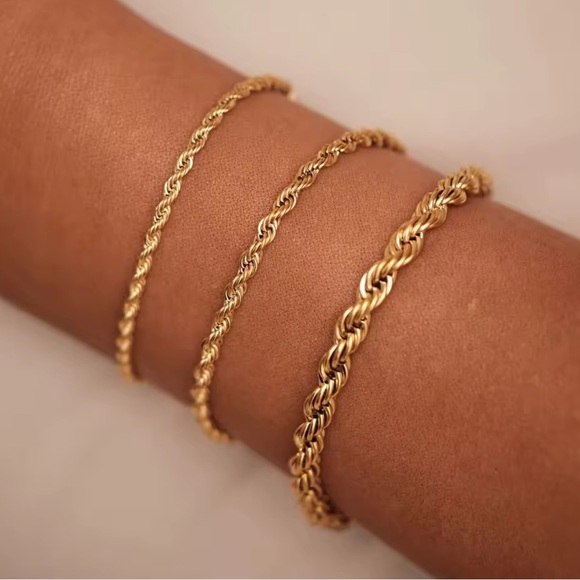18K REAL SOLIS GOLD VAPORIZED - MINIMAL ROPE CHAIN BRACELET - Picture 2 of 2